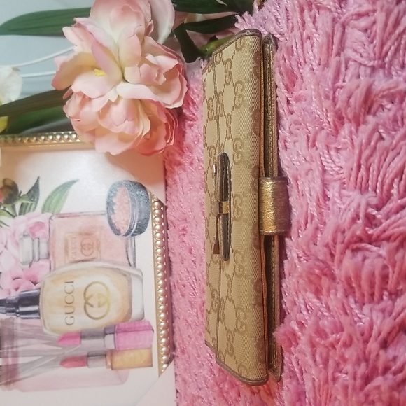 GUCCI Princy Gold Ribbon GG Monogram Long Wallet - Picture 4 of 8